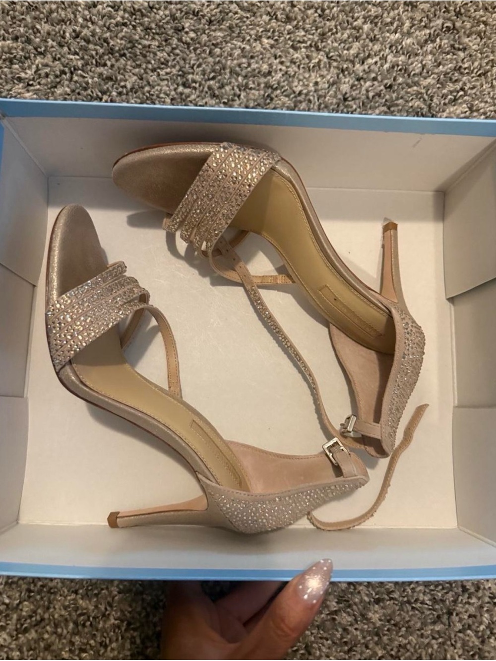 Antonio Melani Women's Sparkle Strappy High Heel Sandals - nude
